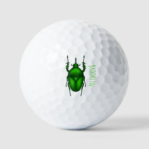 Mecynorhina torquata bug cartoon illustration  golf balls