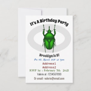 Mecynorhina torquata bug cartoon illustration  invitation