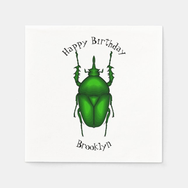 Mecynorhina torquata bug cartoon illustration  napkins (Front)
