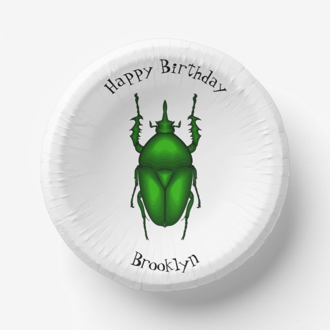 Mecynorhina torquata bug cartoon illustration  paper bowls (Front)