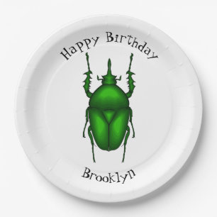 Mecynorhina torquata bug cartoon illustration paper plates