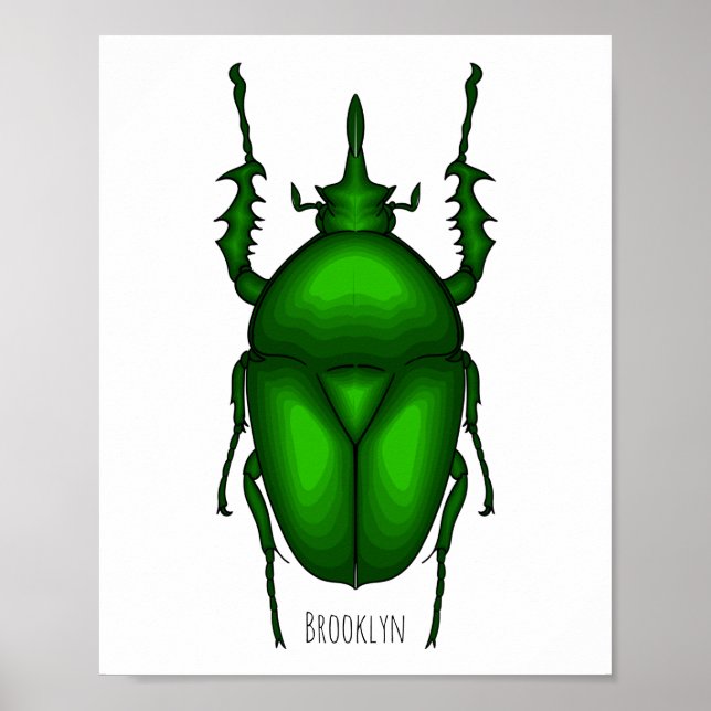 Mecynorhina torquata bug cartoon illustration  poster (Front)