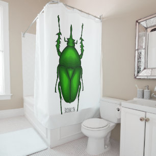 Mecynorhina torquata bug cartoon illustration shower curtain