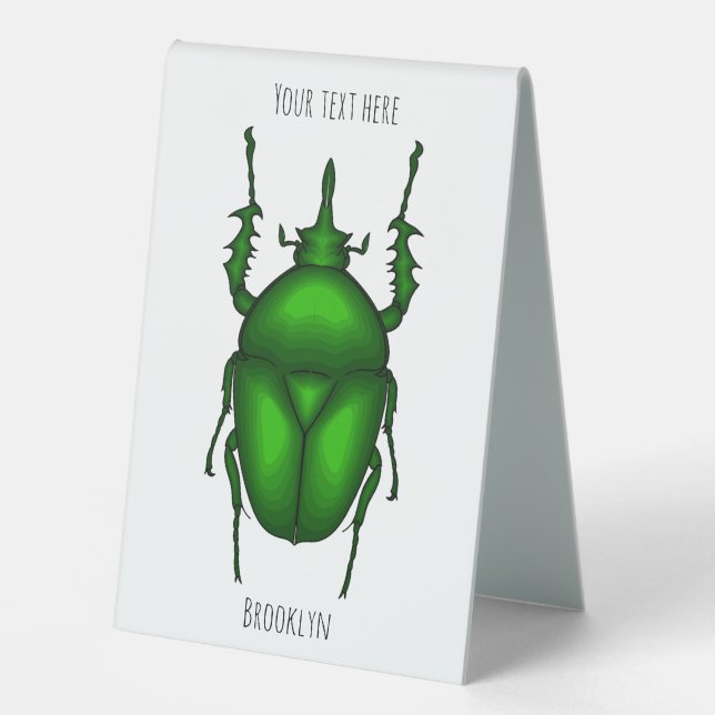 Mecynorhina torquata bug cartoon illustration  table tent (Front)