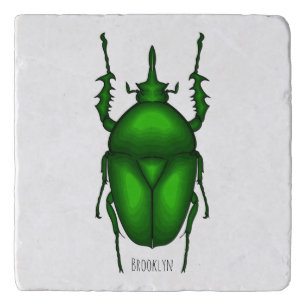 Mecynorhina torquata bug cartoon illustration trivet