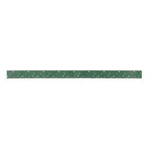 Med Dusky Green with round multicolor dots Satin Ribbon