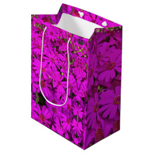 Med Gift Bag Bright Pink/Purple Daisies