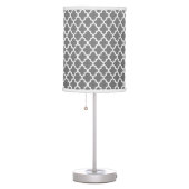 Med Gray and White Quatrefoil Pattern Table Lamp (Right)