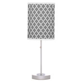 Med Gray and White Quatrefoil Pattern Table Lamp (Front)