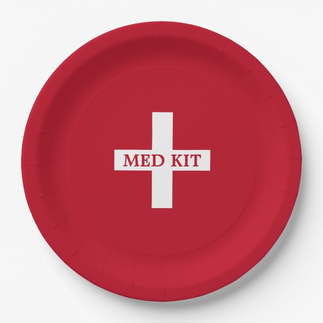 Med Kit Dart Gun Birthday Party Supply  Paper Plates (Front)
