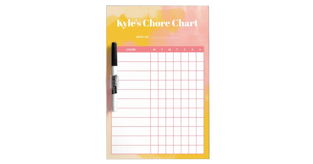 Med Personalized Chore Chart, Foam Adhesive, Pen Dry Erase Board | Zazzle