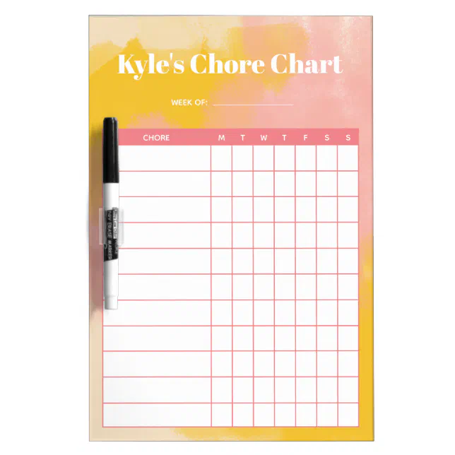 Med Personalized Chore Chart, Foam Adhesive, Pen Dry Erase Board | Zazzle