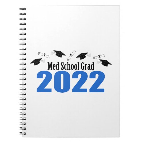 Med School Grad 2022 Caps And Diplomas Blue Notebook