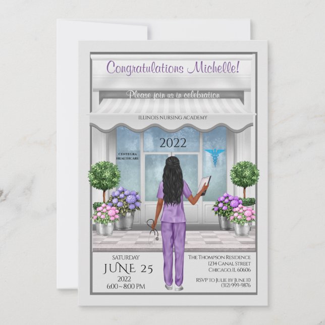 Med School Graduation Hispanic African Invite (Front)