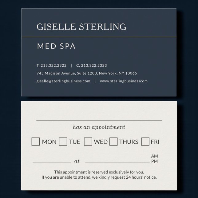 Med Spa Office Appointment Reminder Business Card (Creator Uploaded)