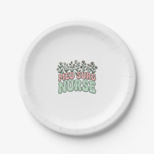 Med Surg Nurse Floral Vintage Vector Design_1 Paper Plates