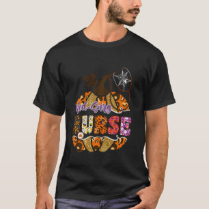 Med Surg Nurse Halloween Pumpkin Leopard Nursing T-Shirt