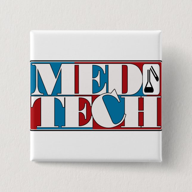 MED TECH LABORATORY BLOCK LOGO PINBACK BUTTON (Front)