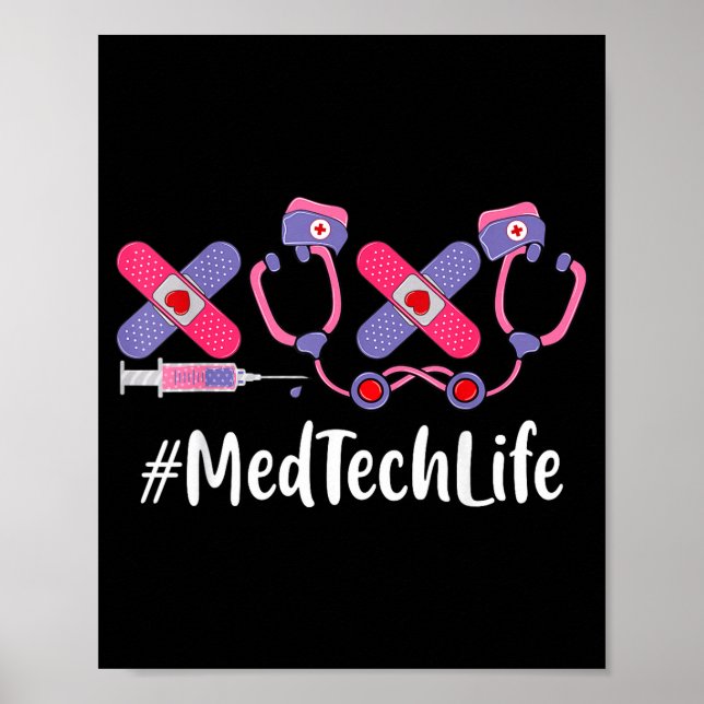 Med Tech Valentines Day Women Heart Stethoscope Ap Poster (Front)