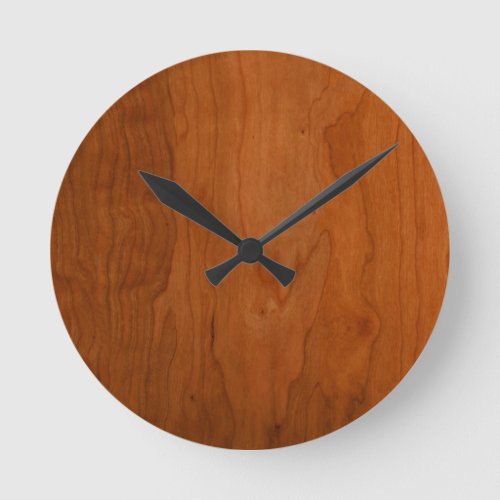 Med Wood Grain Round Clock