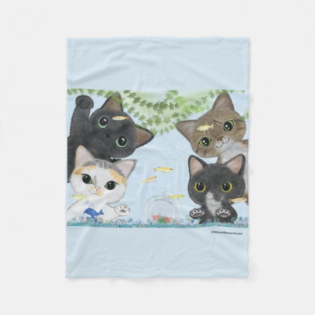 Medaka Cats Fleece Blanket (Front)