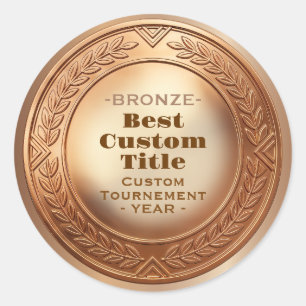 Medal Custom 3D Realistic Editable Foil Bronze Classic Round Sticker