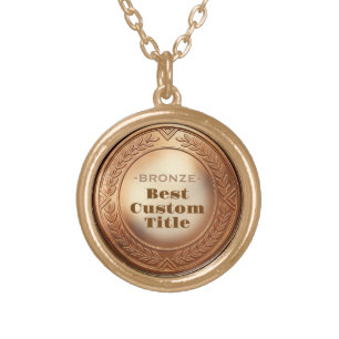 Medal Custom 3D Realistic Editable Foil Bronze Gold Plated Necklace