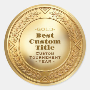 Medal Custom 3D Realistic Editable Foil Gold Classic Round Sticker
