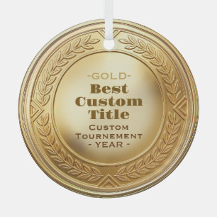Medal Custom 3D Realistic Editable Foil Gold Glass Ornament