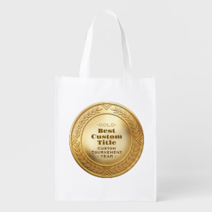 Medal Custom 3D Realistic Editable Foil Gold Grocery Bag