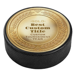 Medal Custom 3D Realistic Editable Foil Gold Hockey Puck