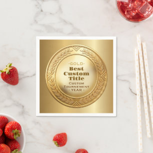 Medal Custom 3D Realistic Editable Foil Gold Napkins