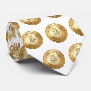 Medal Custom 3D Realistic Editable Foil Gold Neck Tie