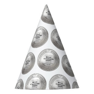 Medal Custom 3D Realistic Editable Foil Silver Party Hat