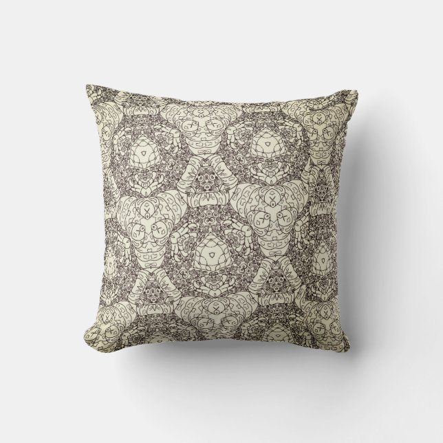 Medallion Beige Taupe Modern  Throw Pillow (Front)