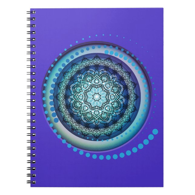 Medallion Blue Purple Green Design Spiral Notebook (Front)