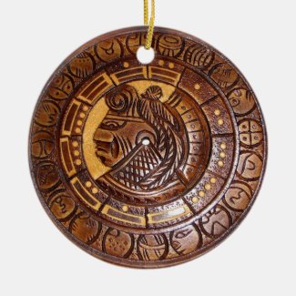 Medallion Coin Ornament, Native American Indian Ceramic Ornament