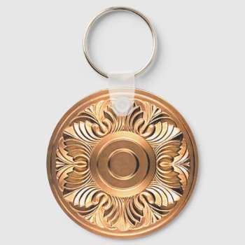 Medallion Gold Key Chain by grandjatte at Zazzle