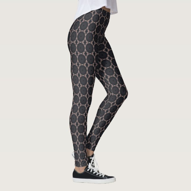 Medallion Gray Pink Design Leggings (Right)