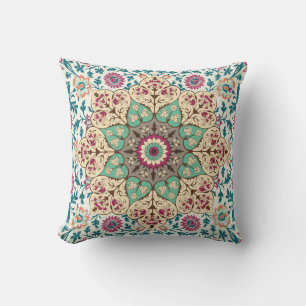 Medallion Melange: Multicolor Turkish Style Throw Pillow