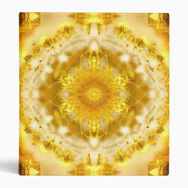 Medallion Pattern in Mustard Yellow Batik Pattern 3 Ring Binder (Front)