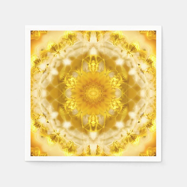 Medallion Pattern in Mustard Yellow Batik Pattern Napkins (Front)