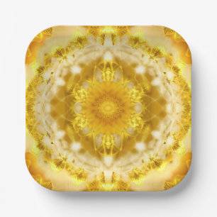 Medallion Pattern in Mustard Yellow Batik Pattern Paper Plates