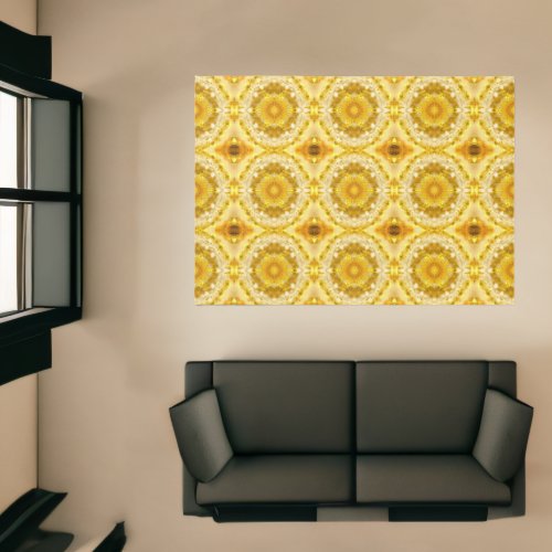 Medallion Pattern in Mustard Yellow Batik Pattern Rug