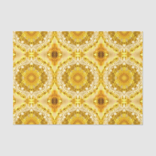 Medallion Pattern in Mustard Yellow Batik Pattern Tissue Paper (Front)