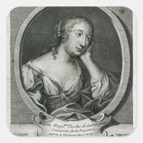 Medallion portrait of Madame de La Fayette Square Sticker