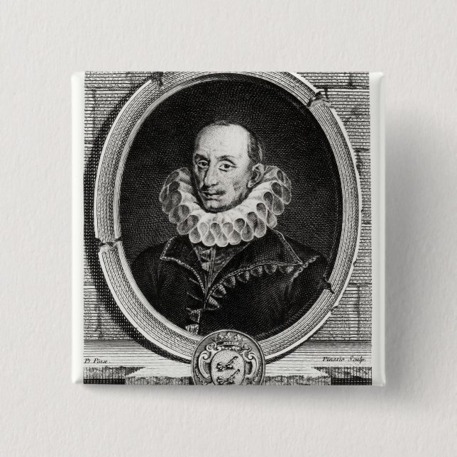 Medallion portrait of Pierre de Bourdeille Pinback Button (Front)