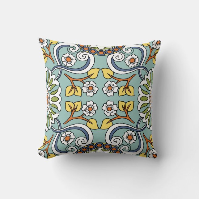 Medallion Turkish Style Vintage Pattern Throw Pillow (Front)