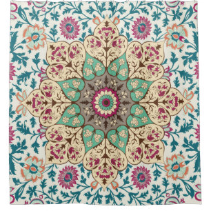 Medallion Vintage multi color pattern in Turkish, Shower Curtain