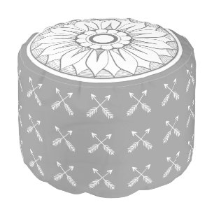 Medallion with Crossed Arrow design pouf for home